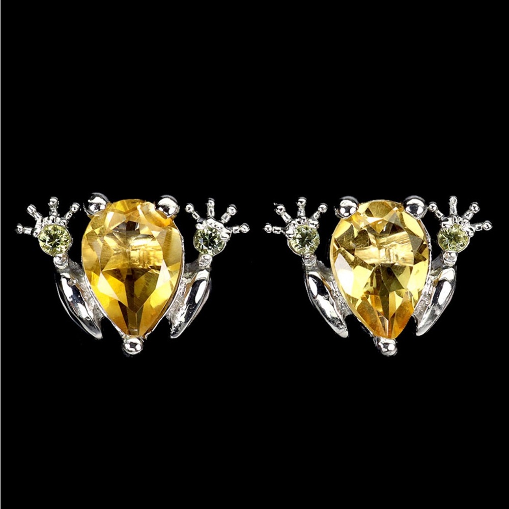 Unique Genuine Citrine Sapphire Earrings